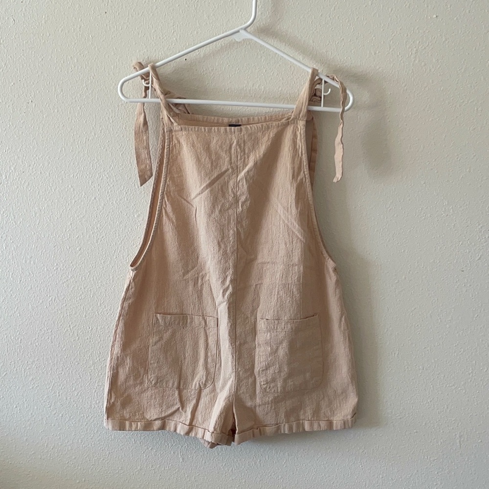Light Tan Shorts Romper with Ties sleeves